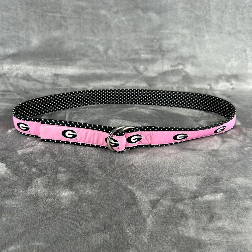Moonshine USA Georgia Bulldogs Pink Polka Dot D-Ring‎ Belt Womens Large UGA Fan